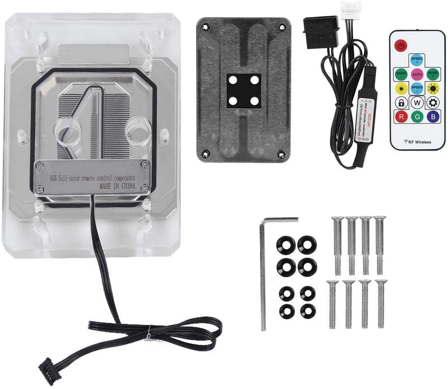 Tonysa G1/4 CPU Water Cooling Block, AM3/AM4/TR4 Waterblock Fast Heat Dissipation with Light