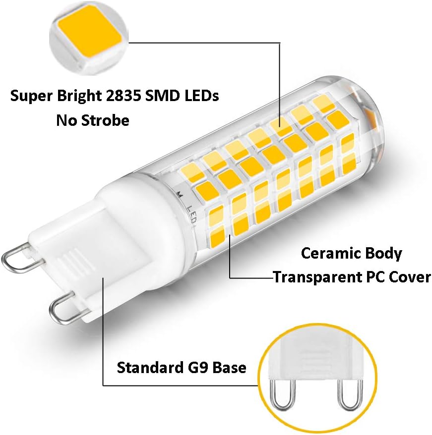 G9 7W Dimmable LED Light Bulbs, Warm White 2700K, 600LM, 60W Halogen Replacement, 220V-240V, 360 Degree, Energy Saving - Image 3