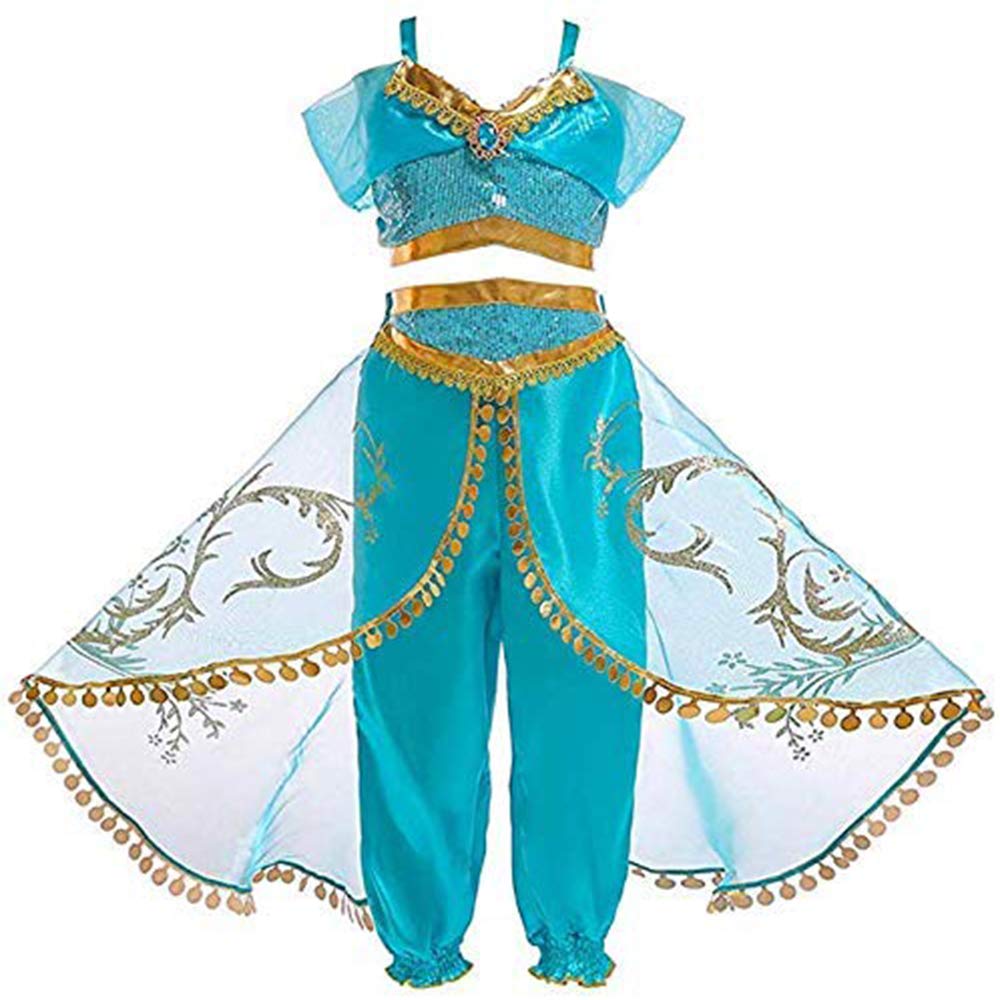 Princess Jasmine Costume for Girls Arabian Sequined Princess Cosplay
