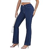Pink Queen Women Bootcut Jeans High Waisted Stretchy Curvy Denim Trouser Pant