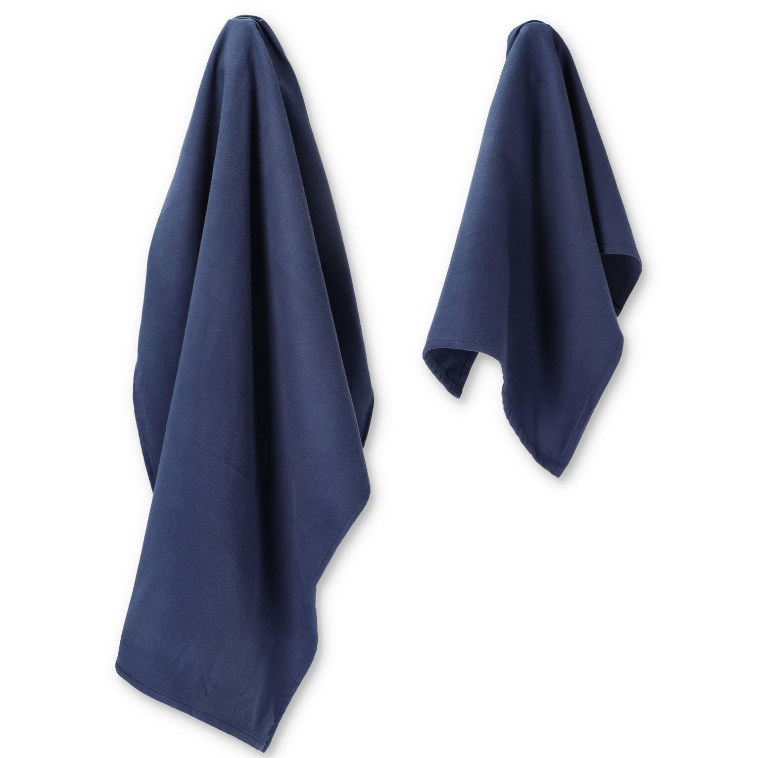 Pair of Microfibre Towels Thickness:1 cm, Size: 40 x 60 cm + Thickness: 1 cm, Size: 50 x 100 cm night blue