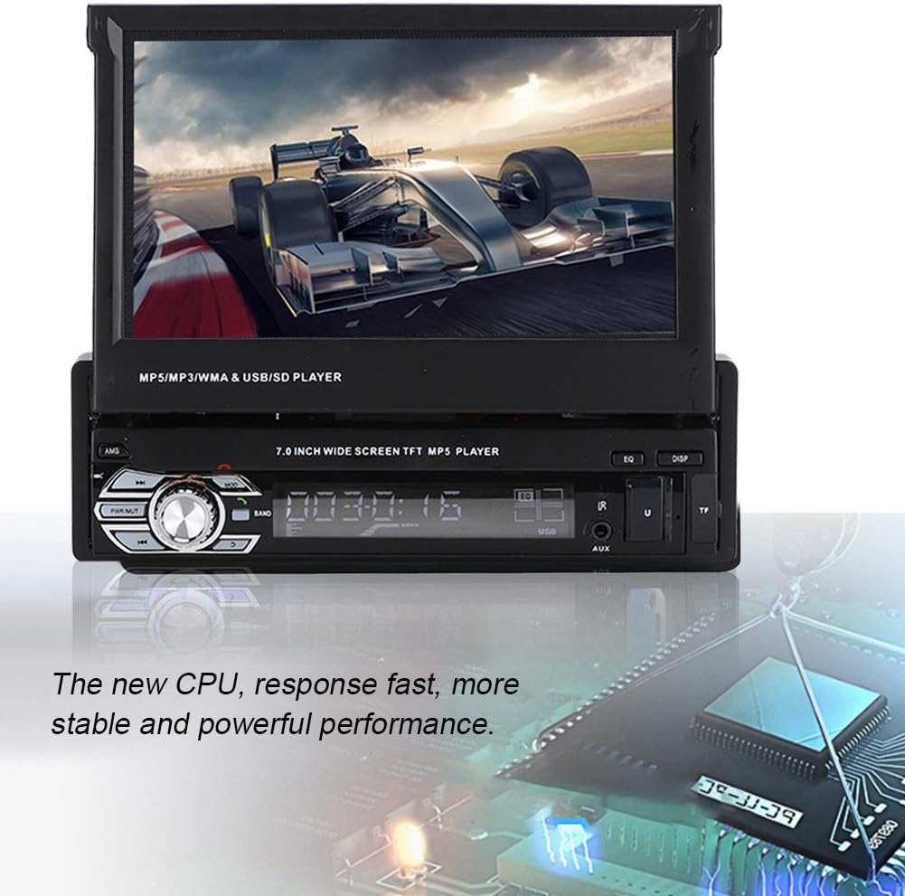 Goshyda 7Inch Car Stereo-Single Din, Bluetooth Telescopic MP4 MP5 Multimedia Radio Player with Retractable Touch Screen - Image 5