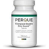 PERQUE Energized Double Zinc Guard 100 Tabs – Dual-Form Zinc Supplement with Picolinate & Citrate – Supports Immune, Skin & Cellular Health – High-Absorption, Non-GMO, Gluten-Free Formula – 100ct