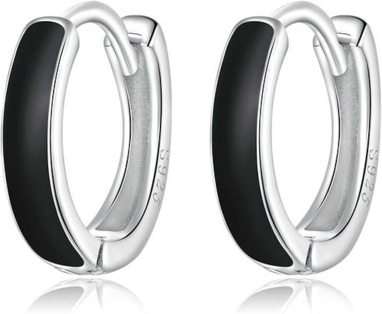 YINGLAN Women's Earrings, Earrings, Black and White Earrings S925