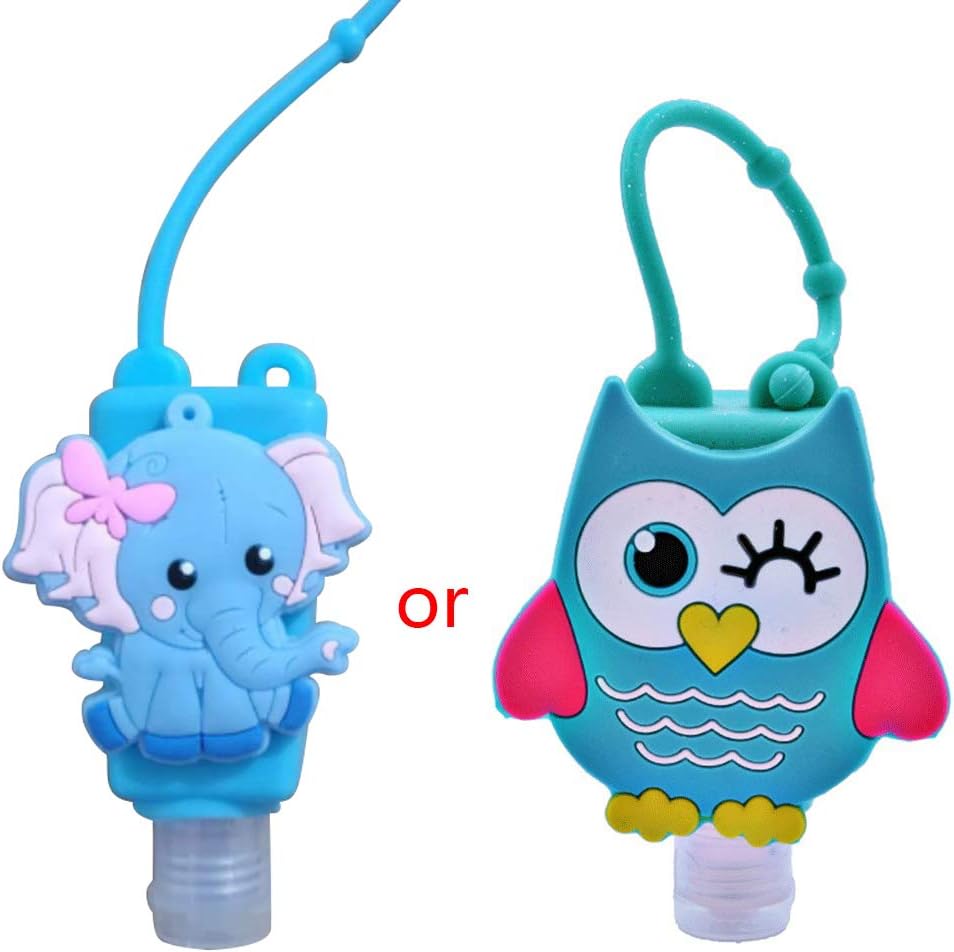 COLUDOR 30ML Embossed Cute Colored Cartoon Owl Shape Silicone Mini Hand San-itizer Gel Pocket Size Disposable No Clean Detachable Cover Travel Portable Safe Gel Portable Mini for School Office Travel