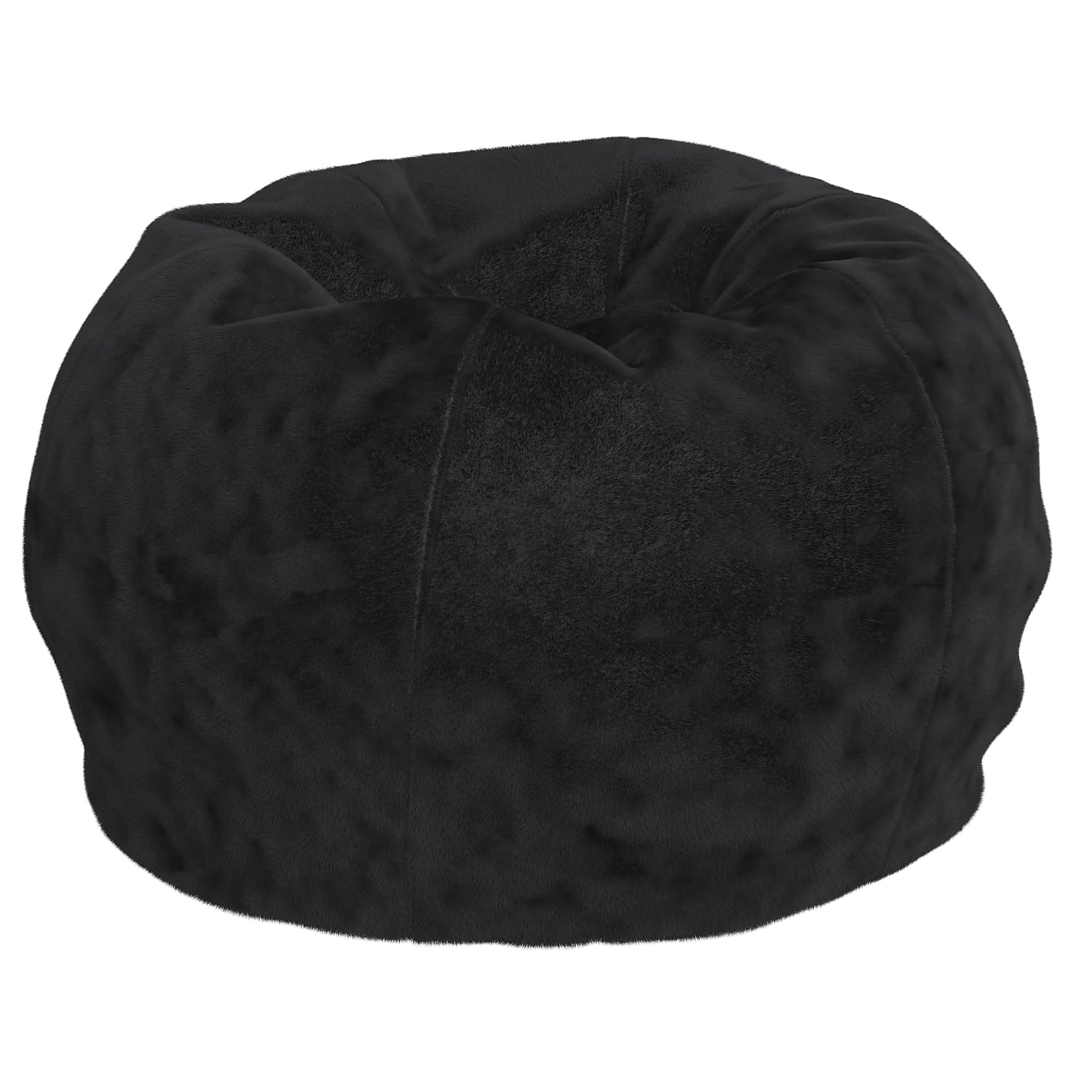 Flash Furniture Dillon Small Black Furry Bean Bag Chair for Kids and Teens Image
