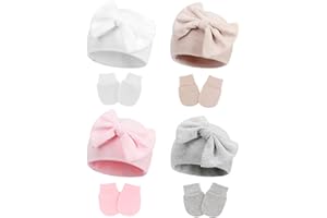ZURLEFY Cute Baby Mittens Newborn, No Scratch Baby Boy Mittens, Baby Girl Hat Gloves for Toddlers, Infant, Newborn