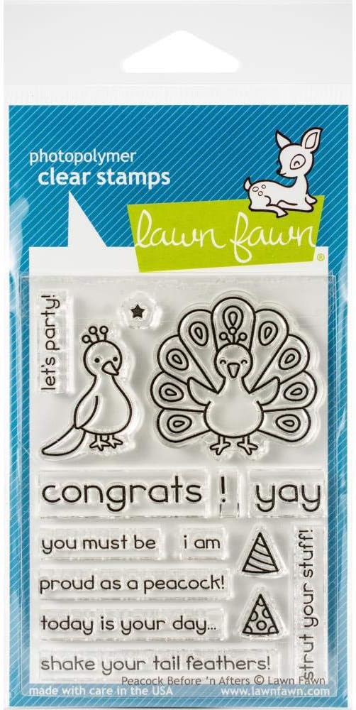 Lawn Fawn Clear Stamps 3'X2' - Peacock Before 'n Afters - Image 3