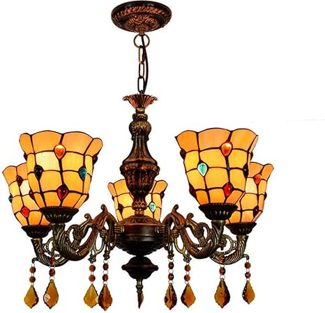 Tiffany Style Semi Flush Mount Ceiling Light British Modern