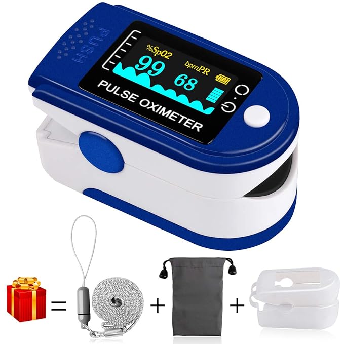 kungfuren Pulsoximeter, Fingeroximeter Sauerstoffsättigung Messgerät Messen Blue Pulsoxymeter OLED-Display für die Messung de