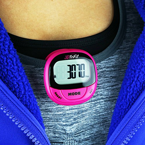 3DTriFit 3D Pedometer Activity Tracker | Best Pedometer for Walking with Pause Function & 7-Day Memory for Men & Women. Fitness Tracker Accurately Monitors Steps, Calories Burned & Distance (Magenta) - Thumbnail 6