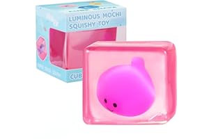 1 Pack Glow in The Dark Squishy Stress Cube, Sensory Toys for Autism, Fidget Toys Stress Ball for Kids & Adults, Squishy Cube