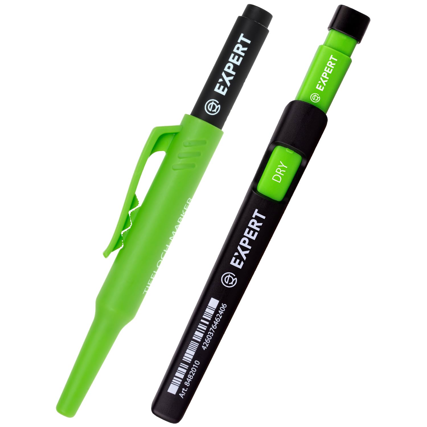 EXPERT Deep Hole Combination Set (Deep Hole & Dry Marker) | Precise Marking on Wood, Metal, Ceramic | Refillable, Durable | Includes Holster Cap & Sharpener | For Professionals & DIY Enthusiasts