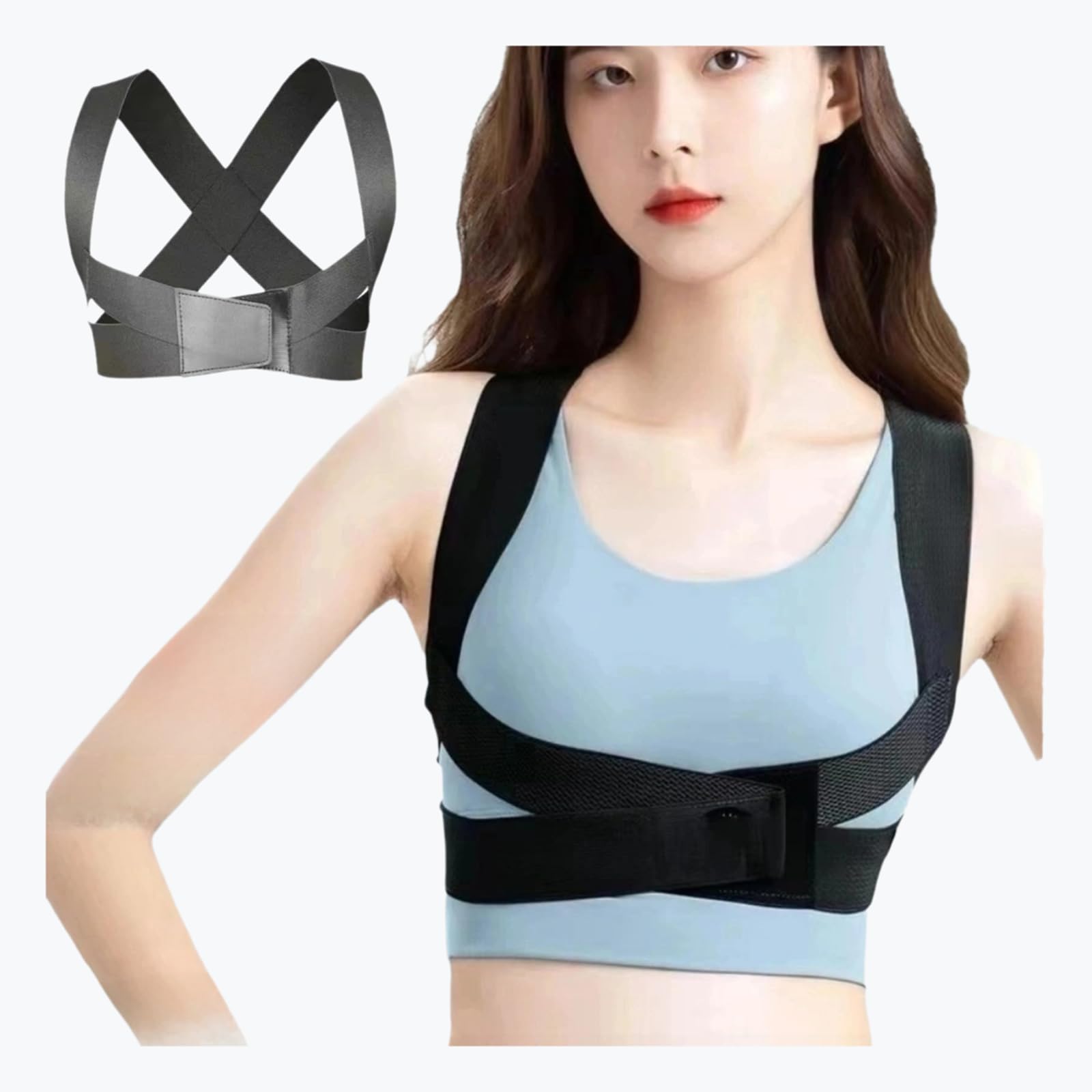 Photo 1 of 1Pcs Posture Corrector with Shaped Biomechanical Design Comfort Fit Back Brace Corrects Hunchback Adjustable Shoulder Straightener Full Size Mid Spine Support Neck Upper Pain Relief(Black) (Large)