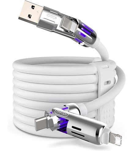 thumbnail image 2 of 240W 4-in-1 Retractable Coiled Charging Cable, Universal 2 Meter (78 2 of 11