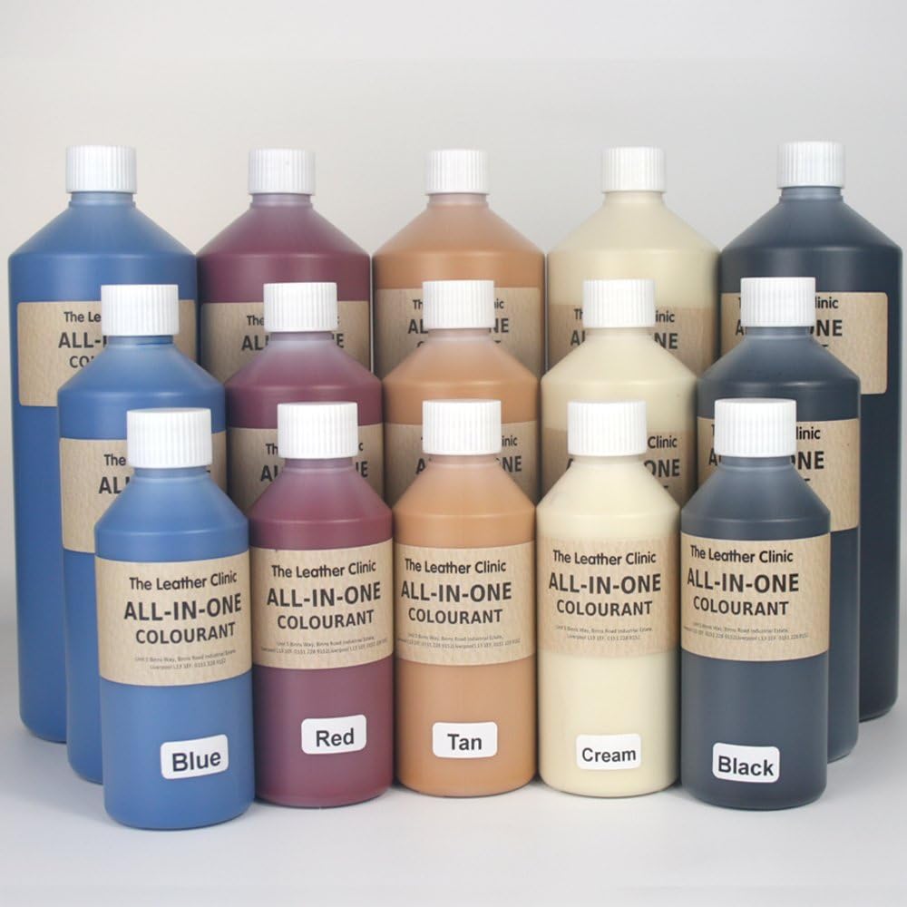 The Leather ClinicAll in One Leather Colourant | Self Seal Leather Dye Repair Paint | Recolour Furniture, Sofas, Car Seats (Dark Grey, 1000ml)