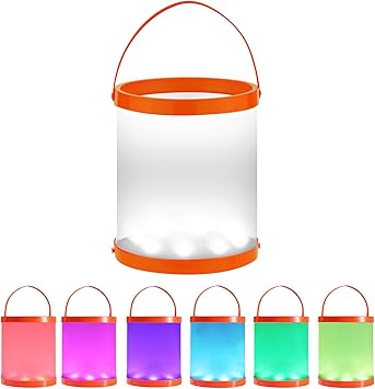 Amazon ソーラー ランタン 新型バケツランプ Usb充電式 ストラップ付き 高輝度 マグネット式 懐中電灯 折り畳み式 2段階の照明モード 7色照明モード 災害グッズ アウトドア q 防災用品 応急 停電 登山 夜釣り Ip67防水 オレンジ Gogo Latnern ランタン