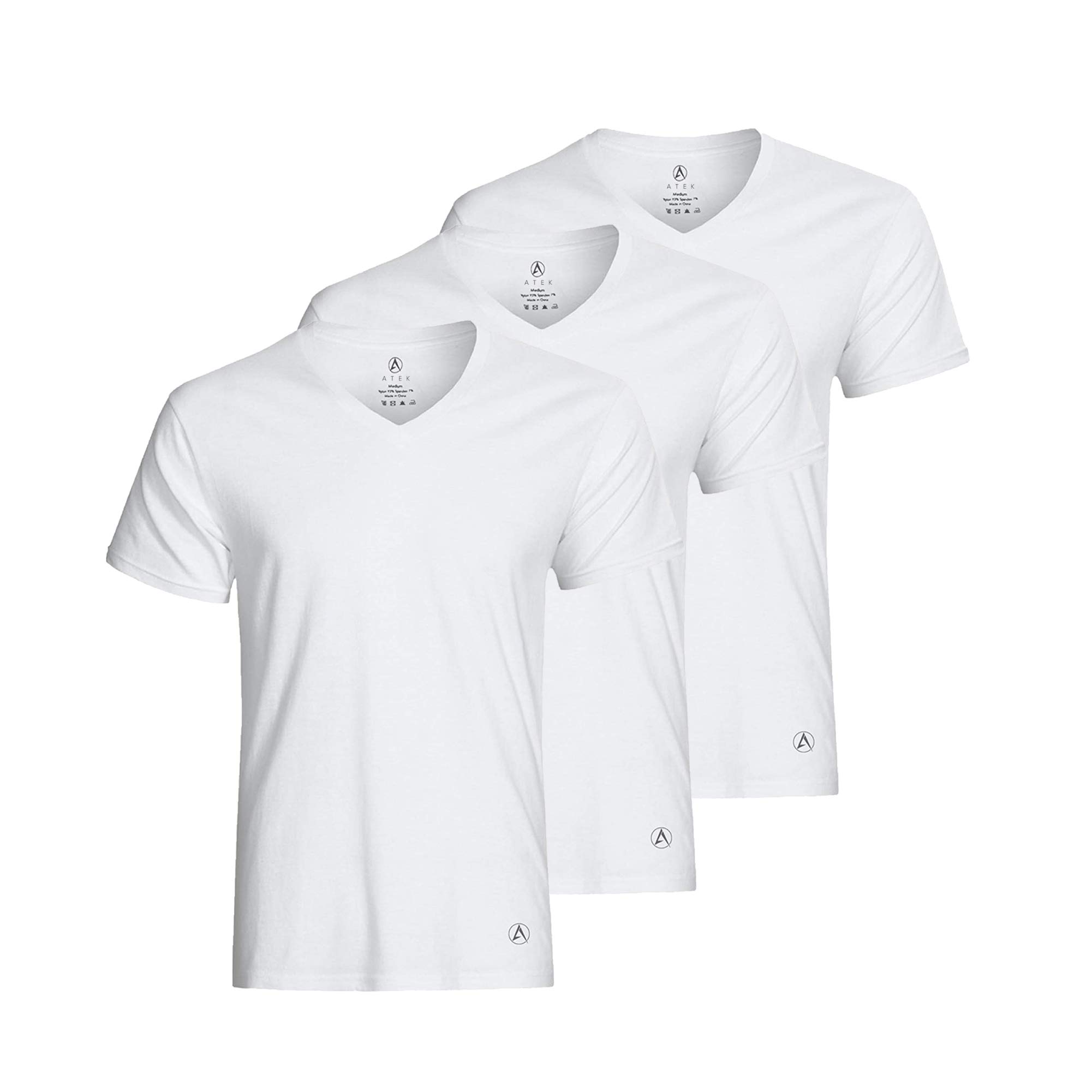 Photo 1 of ATEK Mens Undershirts - V Neck Undershirts for Men (3 Pack, White, Extra Long Tshirts) - Stay Tucked Under Shirt for Men with Cooling & Moisture Wicking, Sweat Proof, Breathable