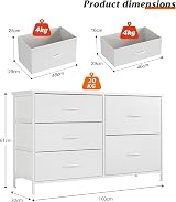 Nicehill White Dresser 5 Drawers Modern Wood Top Steel Frame 30x100x61 view 8