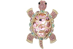 Fujiuia 2024 Cute Turtle Brooch with Full of Crystal Diamonds, Turtle Enamel Pin, Turtle Jewelry for Decorating Clothes for Hat Bag Gold Tone Great Gift for Wife Sisters Friends Wear Dating