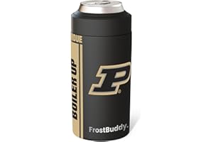 Frost Buddy NCAA Universal Buddy - Fits all - Stainless Steel Can Cooler for 12 oz & 16 oz Regular or Slim Cans & Bottles - Stainless Steel (Purdue Boilermakers)