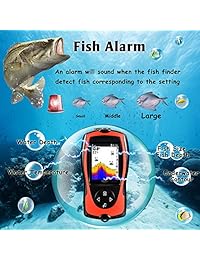 LUCKY Transductor Transductor Portátil de Pescado Sonar Sensor 147 Pies de Profundidad de Agua Finder LCD Pantalla Echo Sounder Fishfinder con Pescado Atractivo Lámpara para Pesca de Hielo Mar Pesca