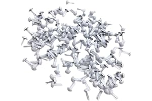 rockible 200x Round Mini Brads, Paper Fasteners Handmade Decoration Metal Embellishment White Toy Stamping for Arts Crafts Scrapbook DIY Projects Art