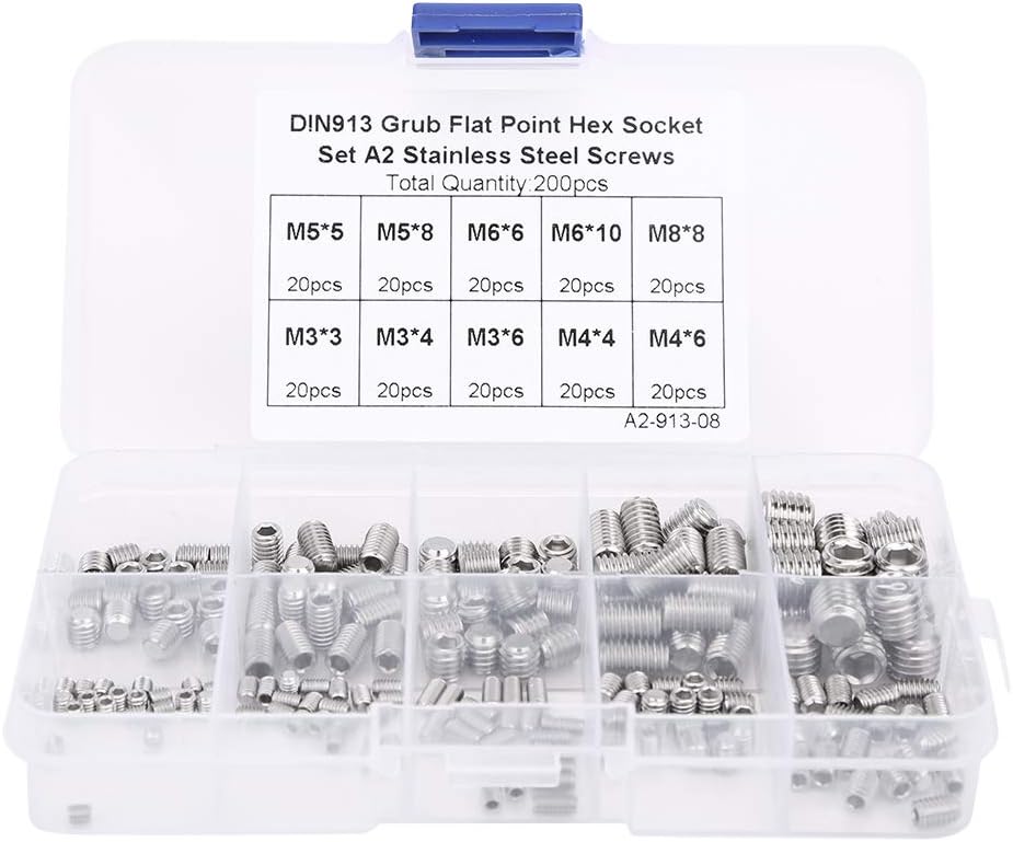 500Pcs M3/M4/M5/M6/M8 Hex Socket Screw Set Black Cup Head Nut Combination Boxed Anti‑Rust Fasteners Inserts Tool for Restoring Threads Automotive Repair with Storage Case