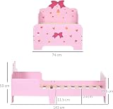 ZONEKIZ Pink Kids Toddler Bed with Safety Rails 143 x 74 x 59cm view 2