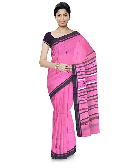 Odisha Handloom Ikkat Womens Cotton Saree (Pink, orissa art 43)