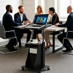 Tangkula Mobile Laptop Podium, Height Adjustable