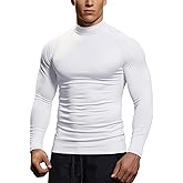 Zengjo Mens Mock Neck Long Sleeve Light Compression Shirts for Workout Running Thermal Athletic Baselayer Top