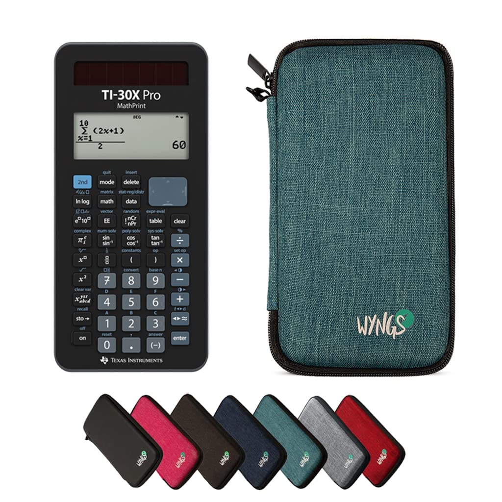TI-30X Pro MathPrint including a WYNGS protective case in Turquoise - Basic Set