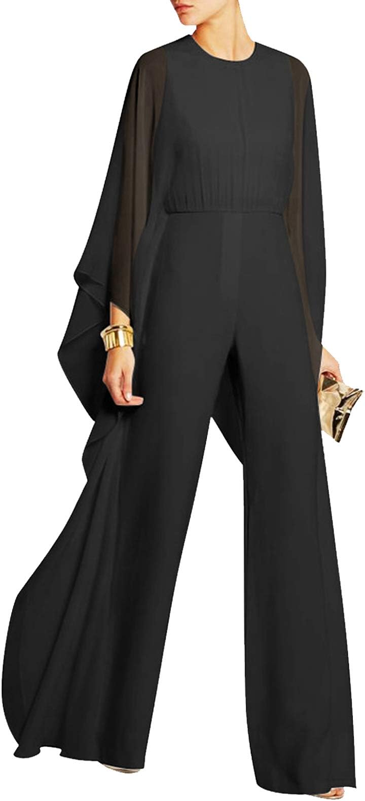Women Jumpsuit Playsuit Chiffon Long Pants Summer Elegant Party Evening Clubwear Loose Wide Leg Trousers Long Sleeve Outfit Rompers Dress for Women Oversize White Black Red Blue