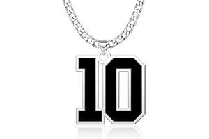 CANDYCHARMS Custom Black Number Necklaces for Athletes Personalized Jersey Sports Number Chain Baseball Football Basketball Soccer Number Jewelry for Men Boys Girls Number Charm 3mm Cuban Link Chain, 0.7, 0.9, 1.2 inch