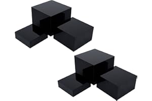Red Co. Set of 3 Glossy Black Acrylic Cube Display Nesting Risers with Hollow Bottoms - 2 Pack