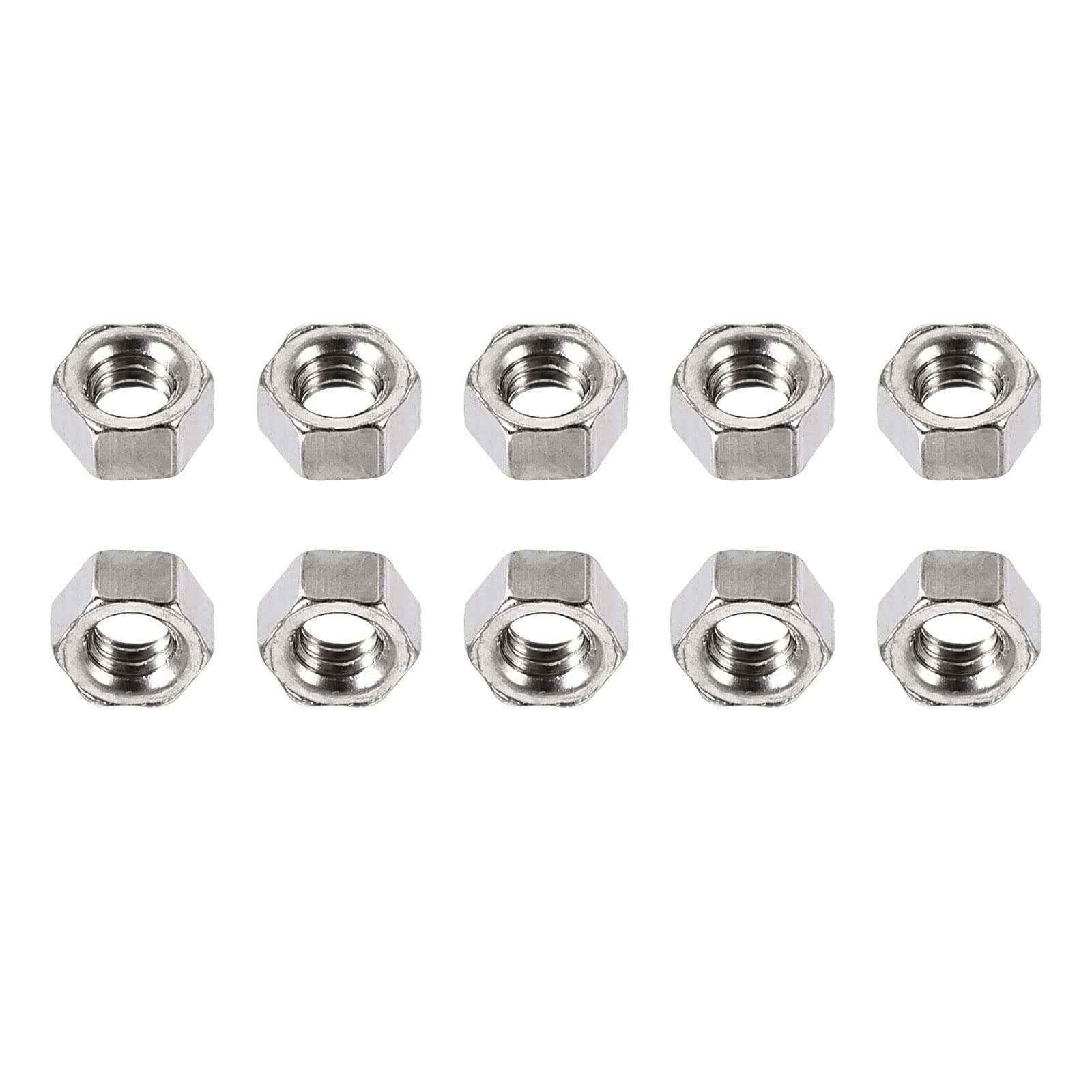DTGN M1.6x0.35mm(DxP) Hex Nuts - 1000Pack - Good for Home Garage Repair - Copper Nickel Plated Hexagonal Nuts - Silver Tone