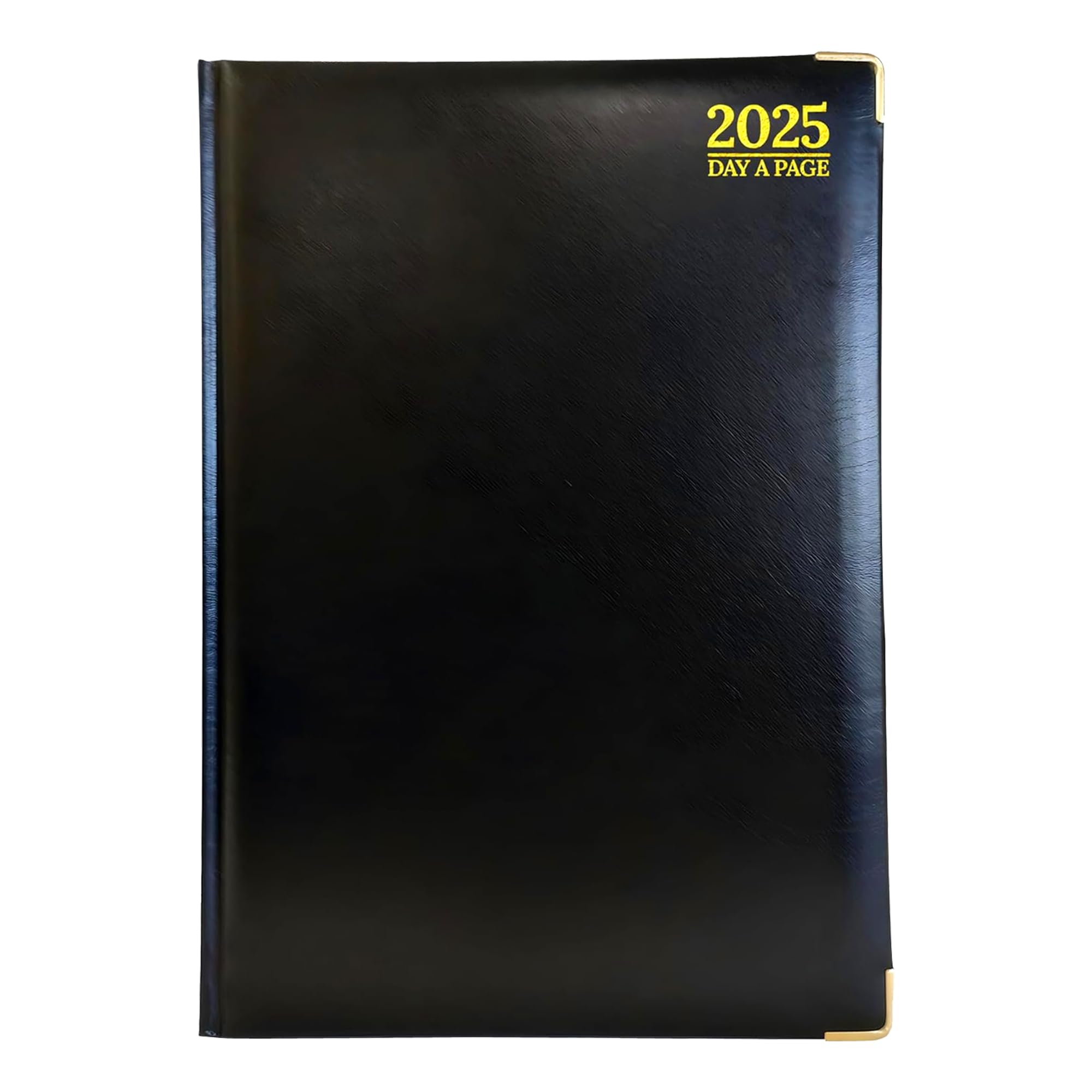 G4GADGET 2025 A5 Day A Page FSC-Certified 80GSM Paper Gilt Edges Diary Black 21cmx15cm
