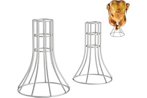 SafBbcue Chicken Roasting Stand Turkey Smoker Stand Turkey Rack Stainless Steel Vertical Turkey Roaster Holder for Most Gas Grills Big Green Egg Kamado Accessories for Thanksgiving Turkey Dinner