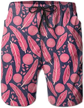 WQDO The Texture Of Pink Feathers colorful Beach Short Shorts Loose Basketball Patterned