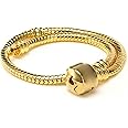 RUBYCA 10pcs 6.7" Gold Color Clasp European Snake Chain Charm Bracelet fit Charm Beads DIY