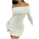 SweatyRocks Women's Off Shoulder Sexy Long Sleeve Dresses Bodycon Elegant Party Night Out Mini Dress