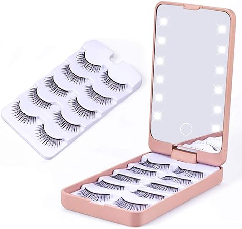 Amazon Pixnor つけまつげケースオーガナイザーまつげ収納ボックス化粧鏡とled表示サンプル容器トラベル収納ケース Pixnor メイクブラシケース 通販