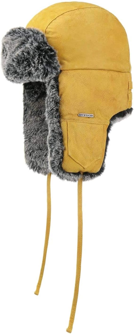 Futter Kinnband Herbst-Winter mit Ohrenklappen Stetson Dakano Pigskin Fliegerm/&uuml;tze Pilotenm/&uuml;tze Chapka Ushanka Aviator-M/&uuml;tze Lederm/&uuml;tze Herren//Damen