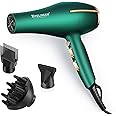 Pro Ionic Salon Hair Dryer,Xpoliman Blow Dryer,Powerful 2000 Watt with AC Motor,Quick Drying Hairdryers Diffuser Fast Dryer Lightweight Best Soft Touch Body -Green & Gold