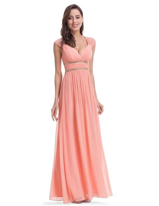 Ever Pretty Damen Elegant V-Ausschnitt Ärmellos Lang Abendkleid 08697