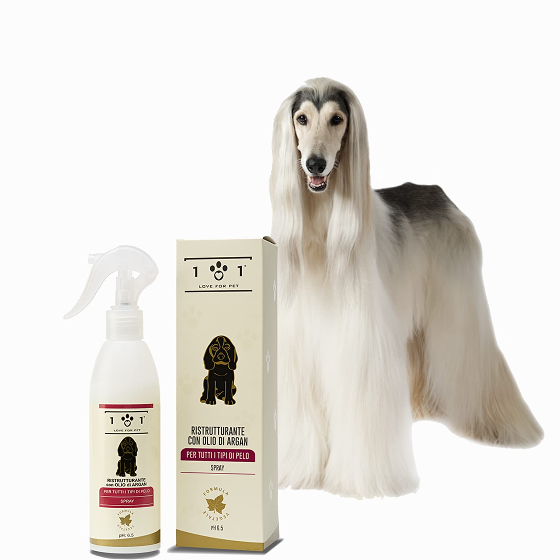 Hair Restructuring with Natural Argan Oil for Dogs or Cats 250 ml - Regenerates Dry and Brittle Coat - Polishing and Detangling - Suitable for All Hair Types - Linea 101