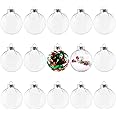 Kingrol 15 Pack Ornament Discs, 3.15 Inch Clear Plastic Fillable Ornament Ball for DIY Craft Projects, Christmas, Wedding, Pa