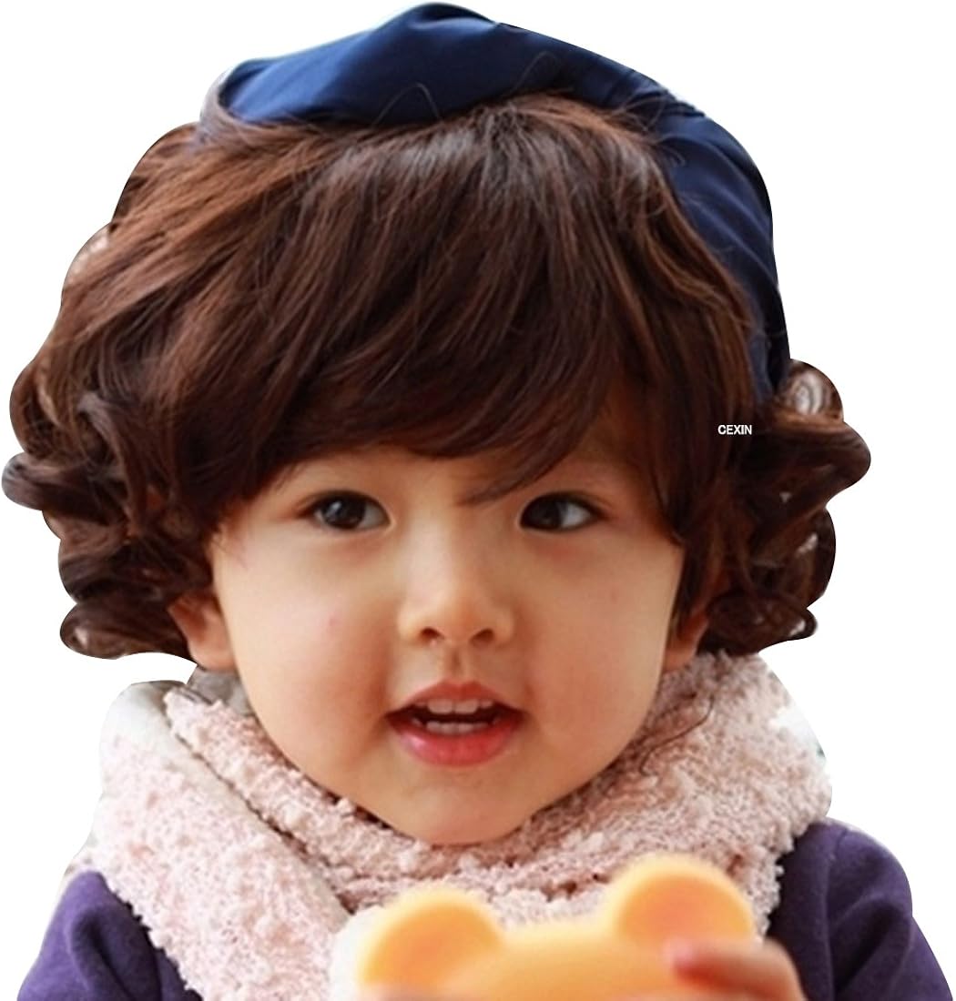 Amazon Co Jp Cexin フルウィッグ ウィッグ赤ちゃん 子供 かつら自然 短い縮毛スタジオ写真 小道具 幼稚園 実行 おしゃれ 可愛い 自然カール ブラック 服 ファッション小物