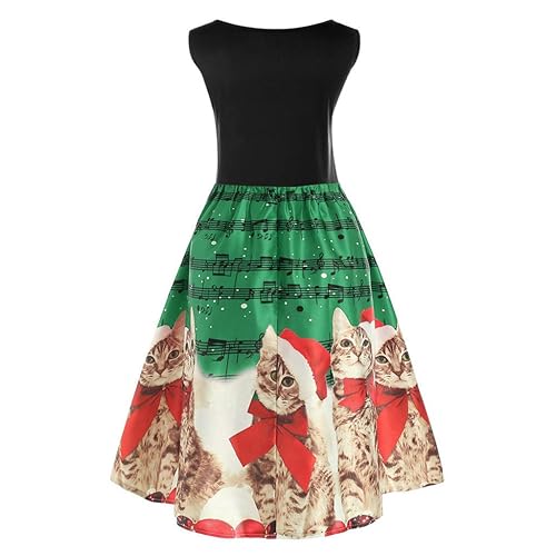 Women Christmas Dresses,YOMXL Ladies Sleeveless Music Note and Cat